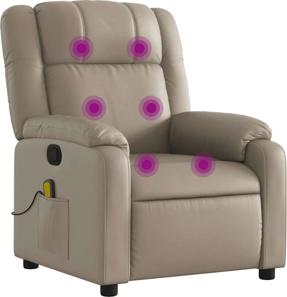 vidaXL Fotoliu de masaj rabatabil, cappuccino, piele ecologică