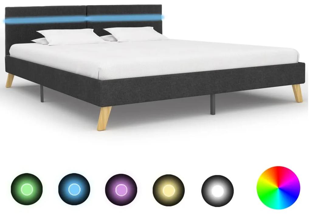 284845 vidaXL Cadru pat cu LED-uri, gri închis, 180x200 cm, material textil