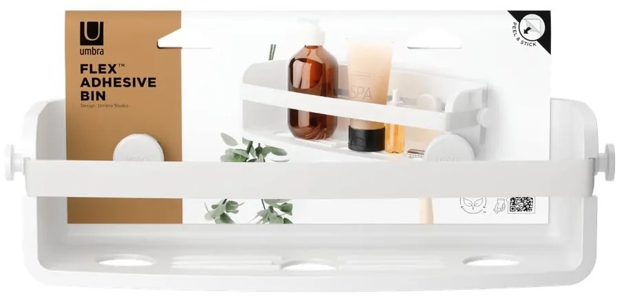 Raft pentru baie alb autoadeziv din plastic reciclat Flex Adhesive – Umbra