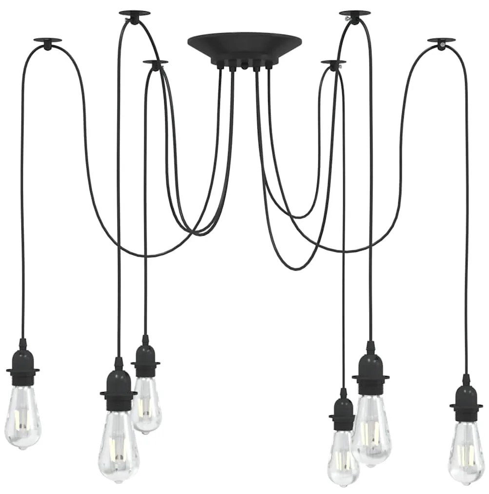 vidaXL Lampă suspendată cu 6 suporturi E27 metal negru