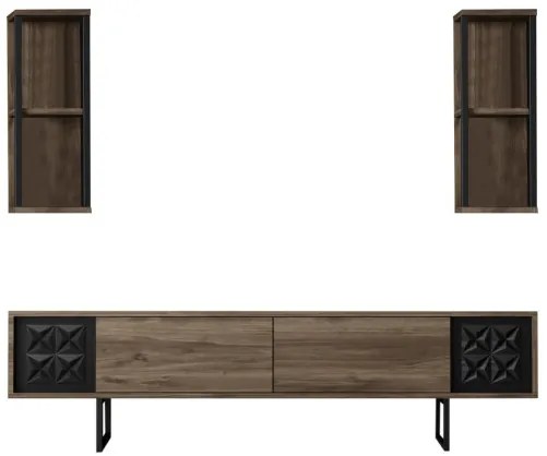 Set de mobilier pentru living Black, Nuc- Negru
