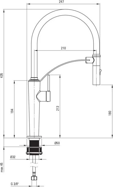🚰 Baterie bucătărie CORDA, cu pipă flexibilă și 2 funcții, finisaj aur periat – Cod BRC_R72M