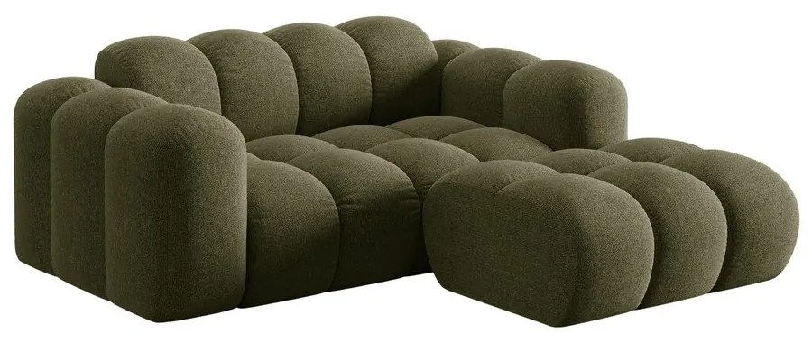 Colțar verde cu tapițerie din chenille (cu colț pe partea dreaptă/cu șezlong) Treno – Cosmopolitan Design