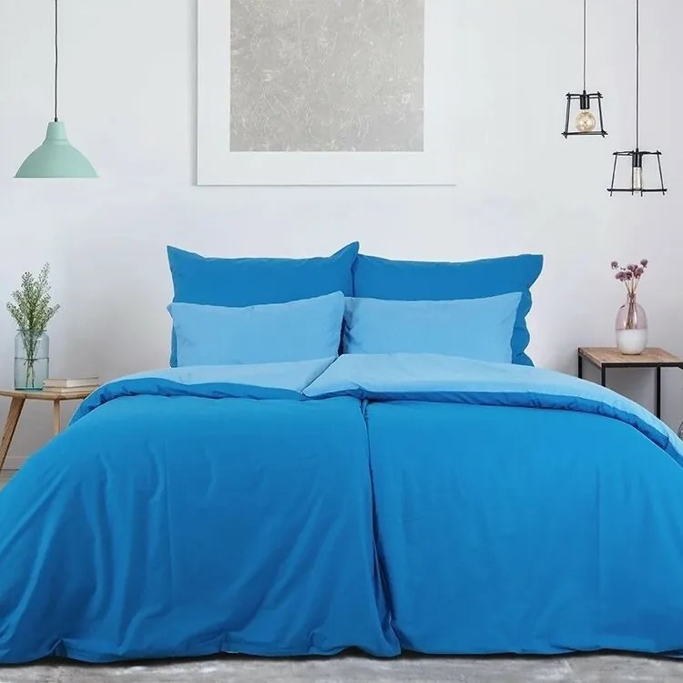 Lenjerie de pat din bumbac B.E.S. Petrovice Doubleface cobalt/albastru, 220 x 200 cm, 2buc70 x 90 cm
