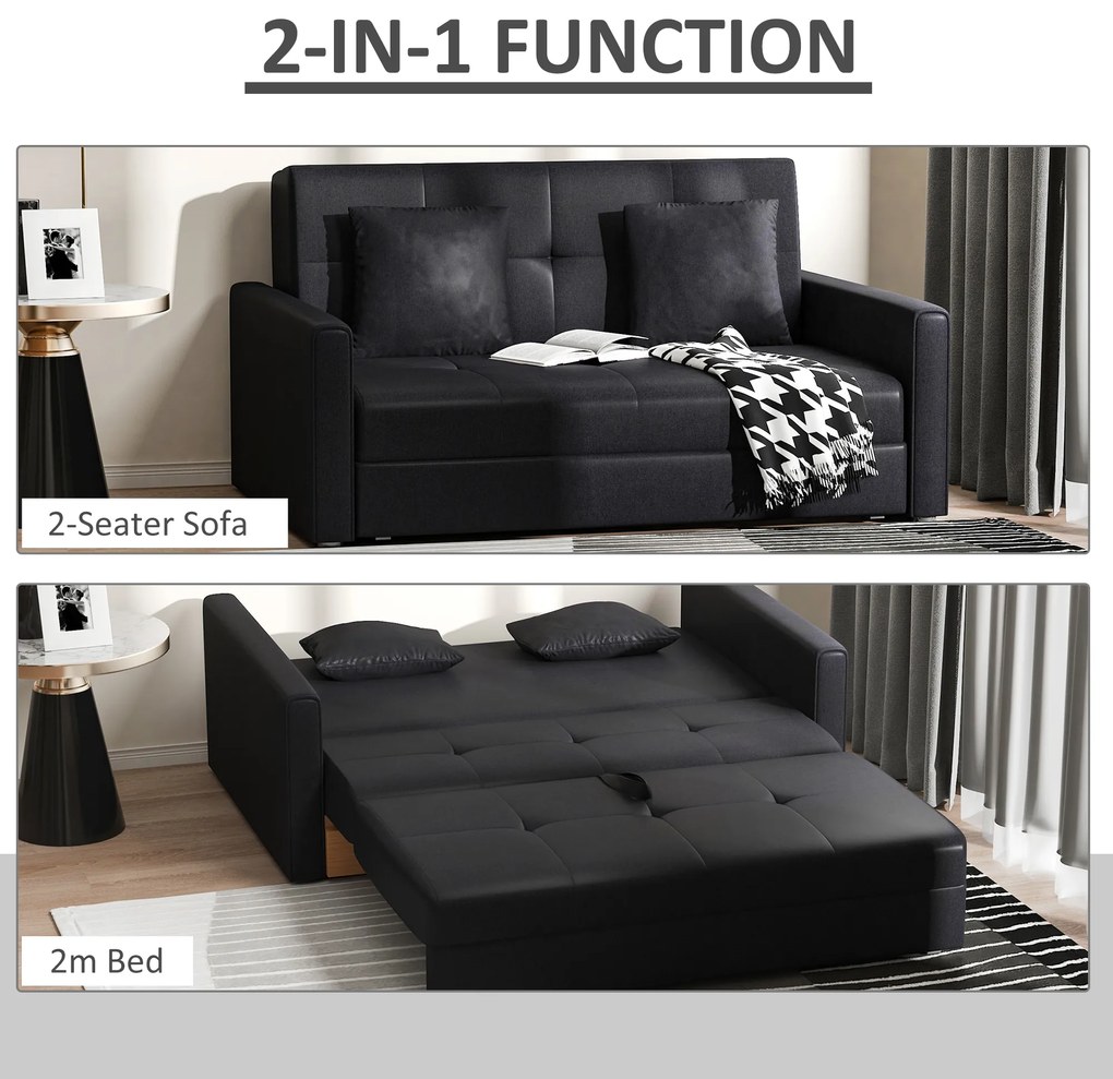 HOMCOM Canapea Extensibila 2 Locuri cu Spațiu de Depozitare Design 2 în 1 pentru Salon Sufragerie Dormitor | Aosom Romania