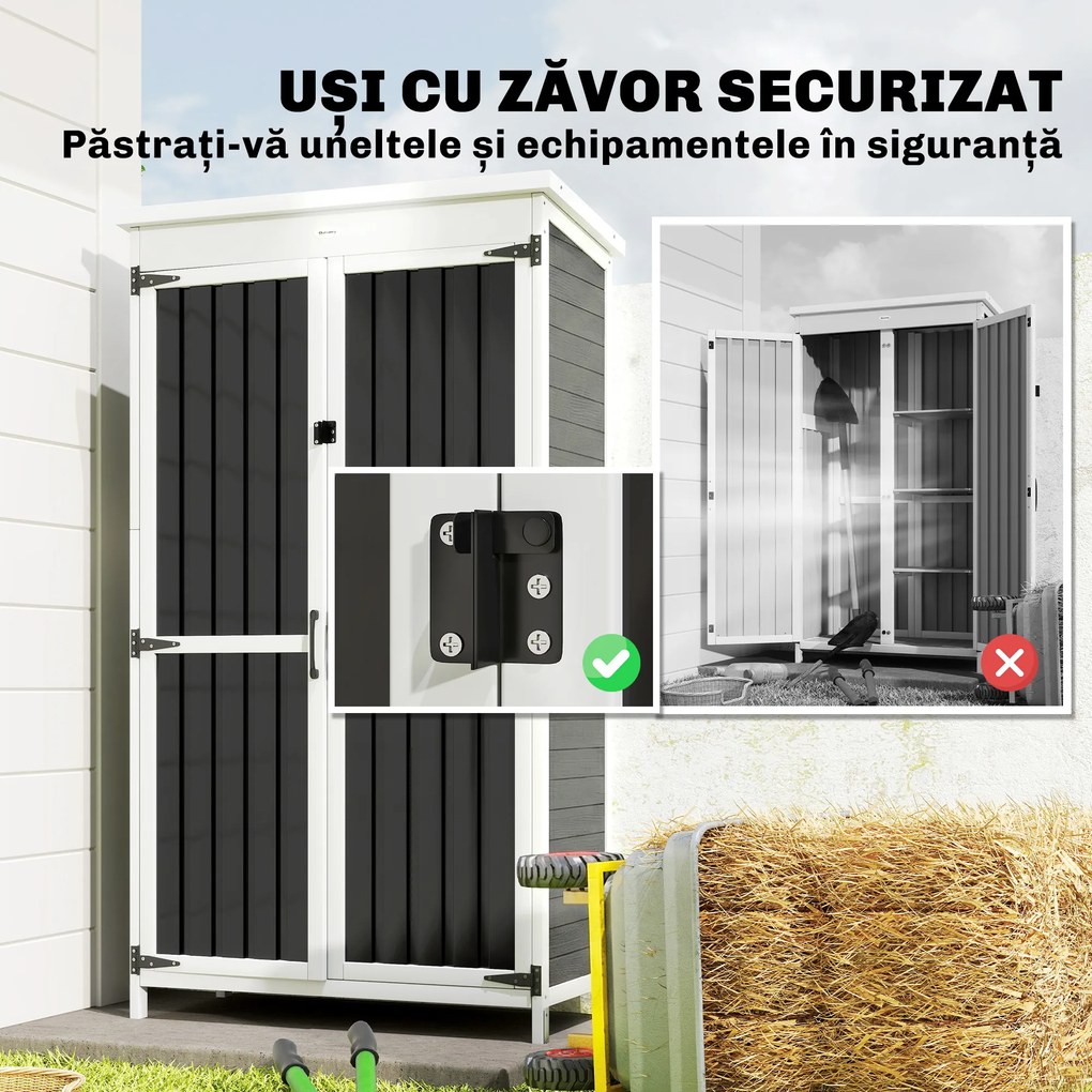 Outsunny Dulap de Exterior pentru Unelte cu 3 Rafturi Detasabile | Aosom Romania