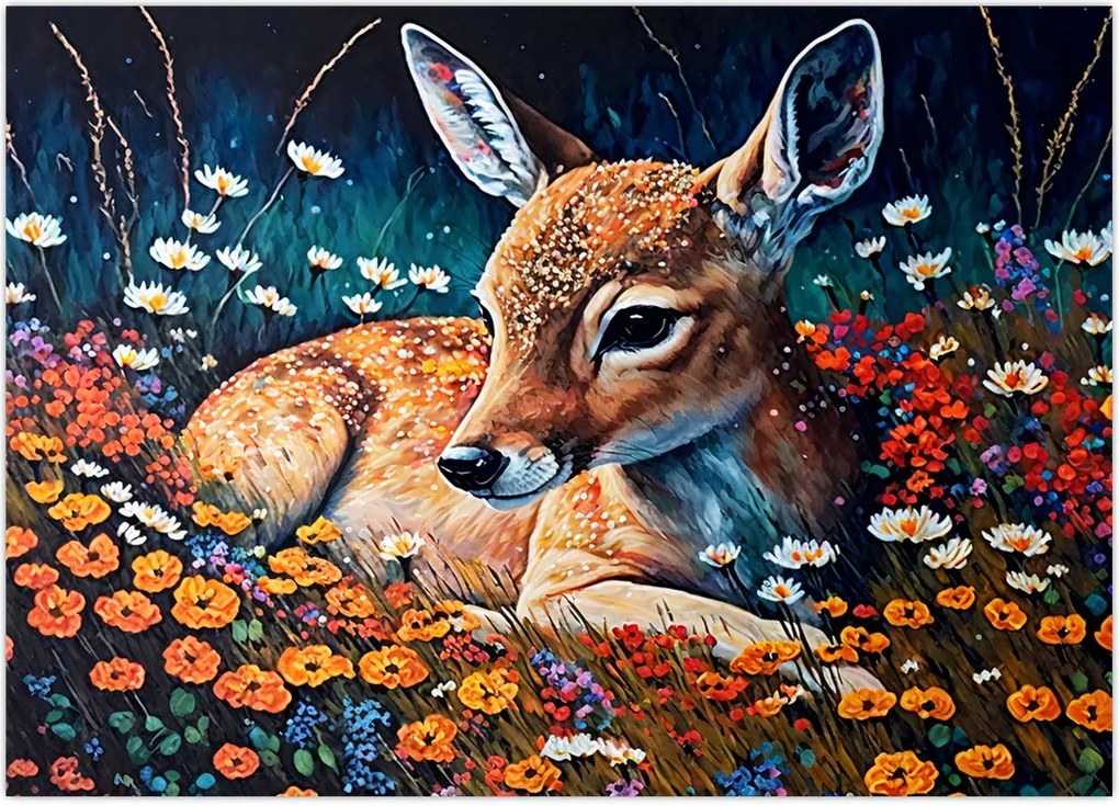 Tablou - Cerb pictat (70x50 cm)