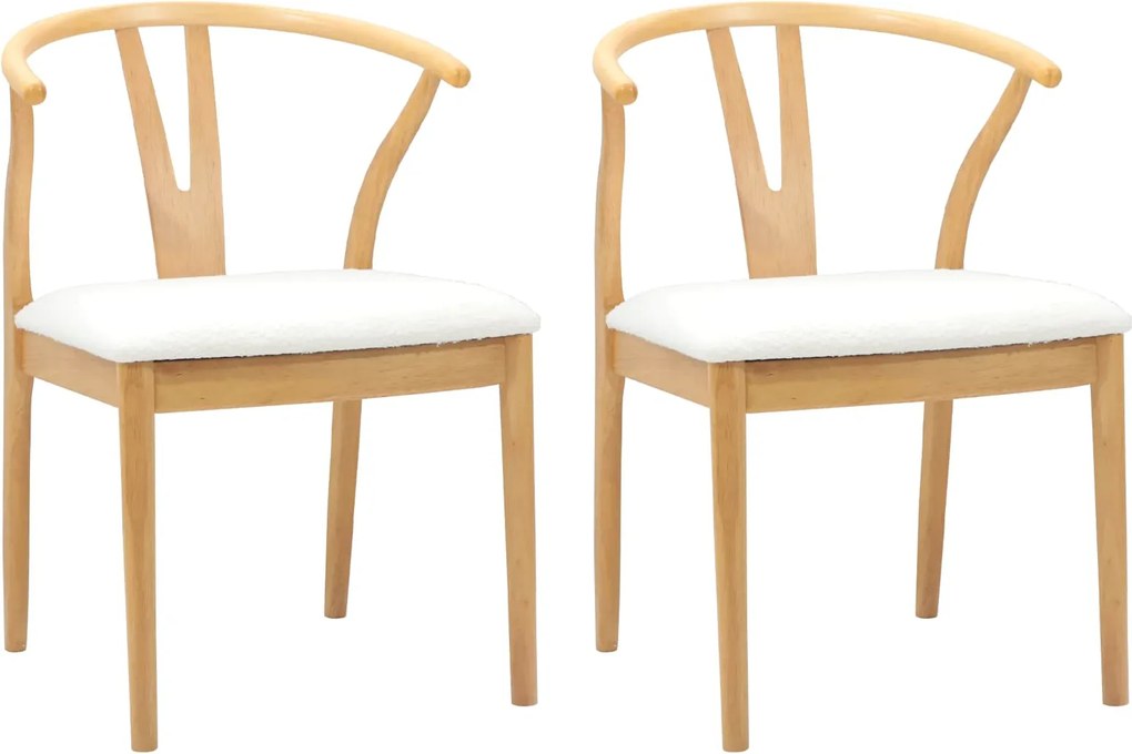 vidaXL Scaun de sufragerie 2 pcs Natural și deschis