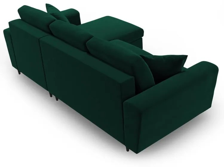 Colțar verde extensibil, cu spațiu de depozitare cu tapițerie din catifea Kyoto – Cosmopolitan Design