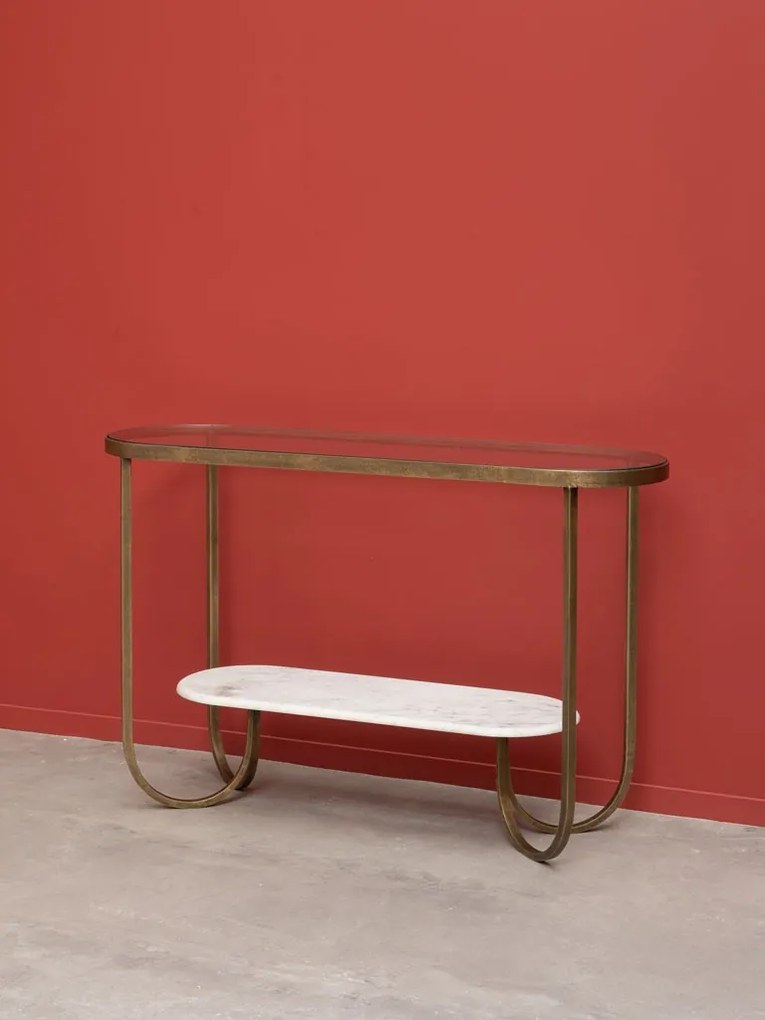 Consola din marmura si sticla, cu aspect vintage, Lahori