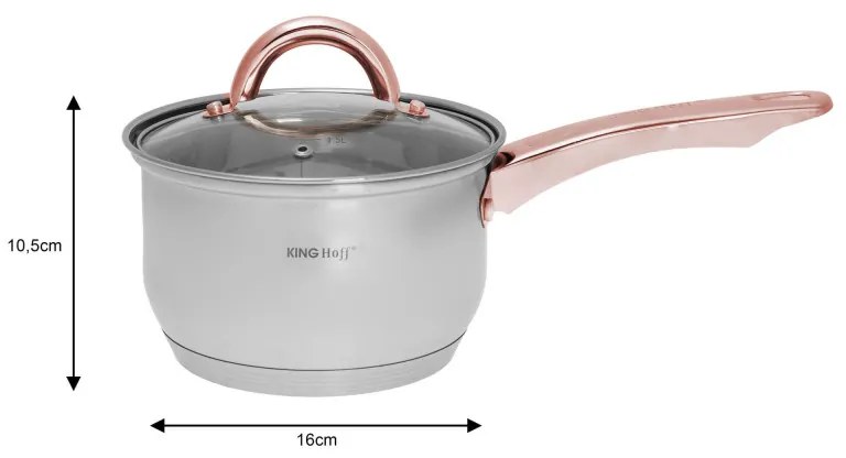 Set oale si tigai Kinghoff KH 1765, 12 h, Inductie, Inox / Golden rose