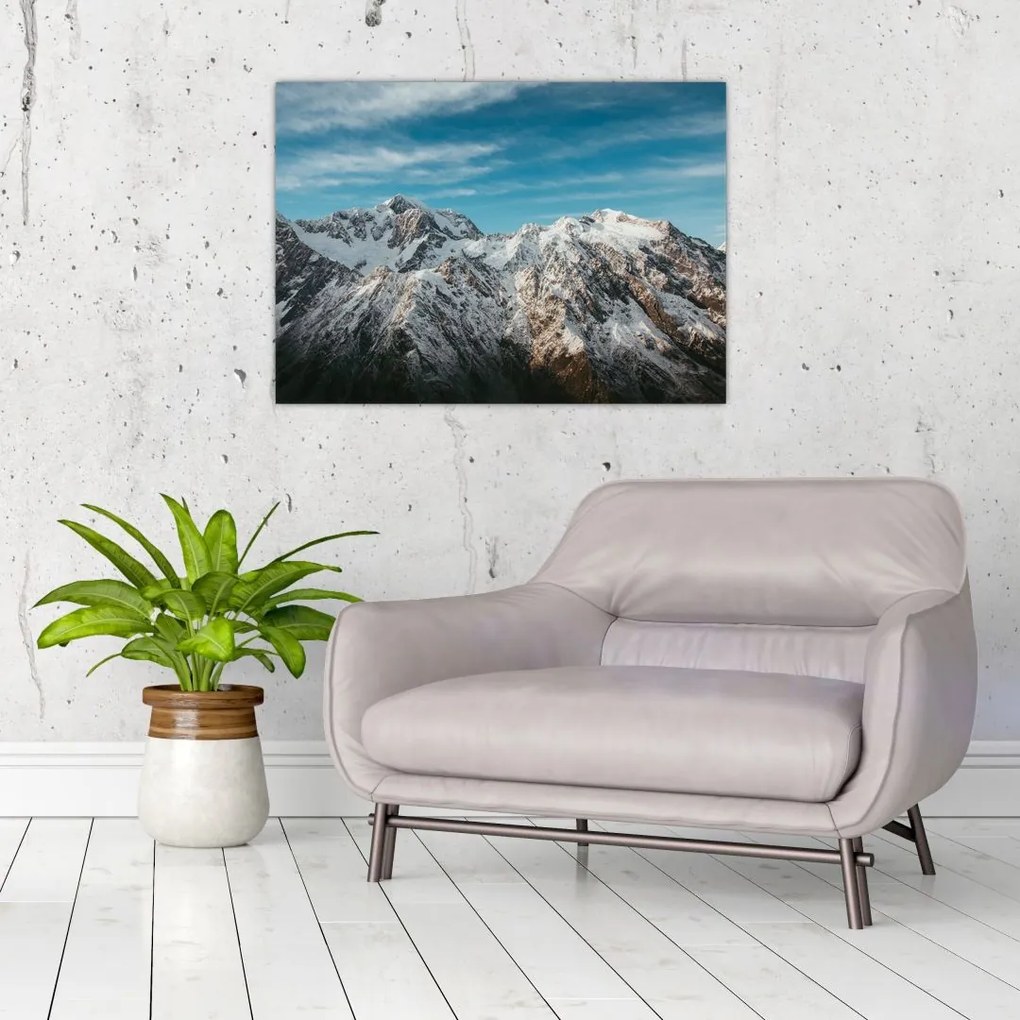 Tablou cu vârfuri înzăpeziți, Fiordland (70x50 cm)