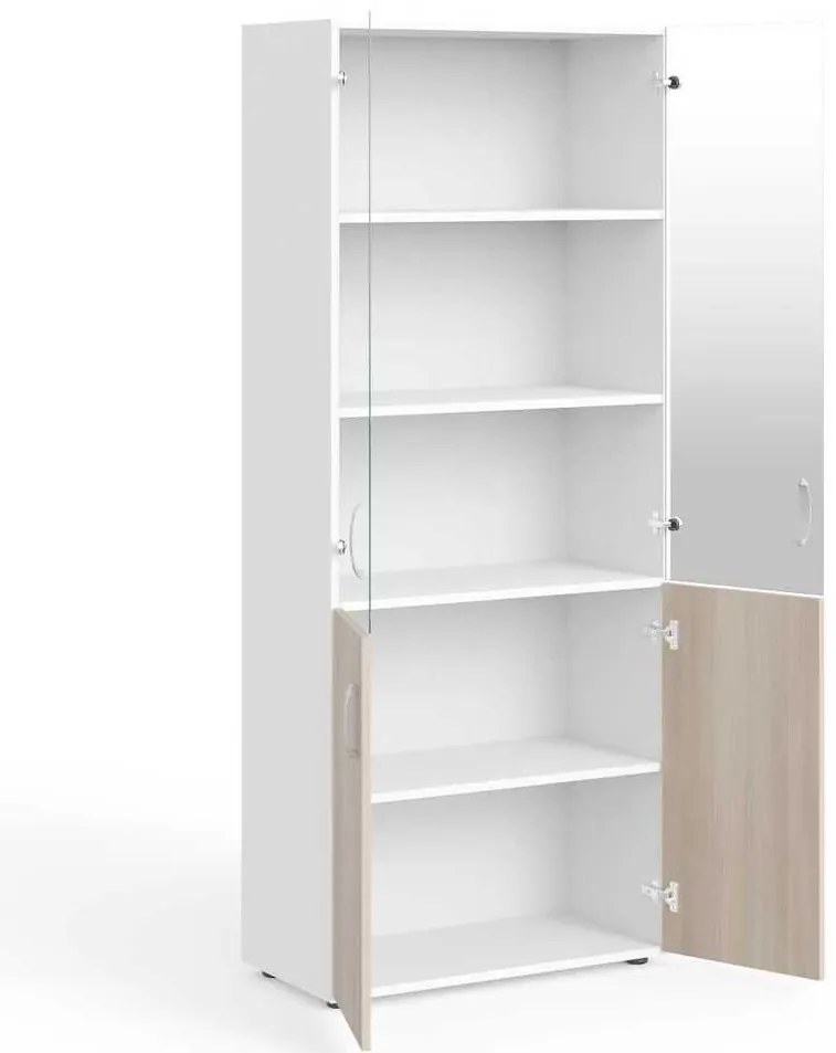 Dulap înalt Manager 79,9 x 42,2 x 196,5 cm, salcâm deschis / alb