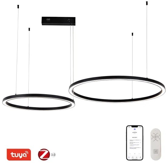 Lustră LED dimabilă Immax NEO 07216L FINO 93W/230V 60/80 cm negru Tuya + telecomandă