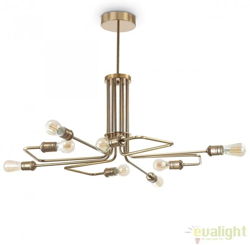 Lustra suspendata cu 8 brate, finisaj alama antic, TRIUMPH SP8 OTTONE