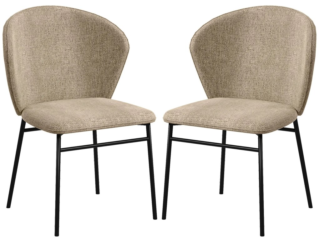 HOMCOM Set de 2 scaune, cu șezut capitonat din material textil, aspect de in, picioare din oțel stabile, design modern, maro deschis | Aosom Romania