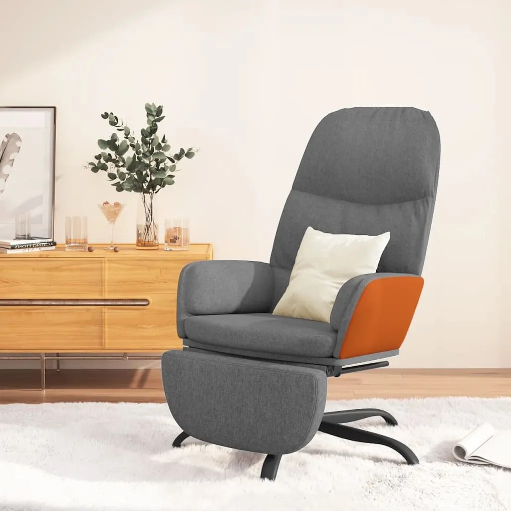 3097394 vidaXL Scaun de relaxare cu taburet, gri deschis, material textil