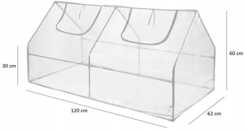 Recipient practic pentru grădină cu dimensiuni de 120 x 62 x 60 x 60/30 cm