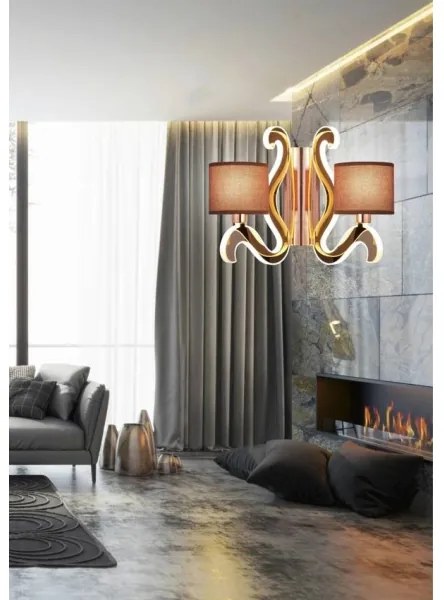 Aplică LED AMBROSIA 2xE14/40W/230V + LED/12,3W cupru