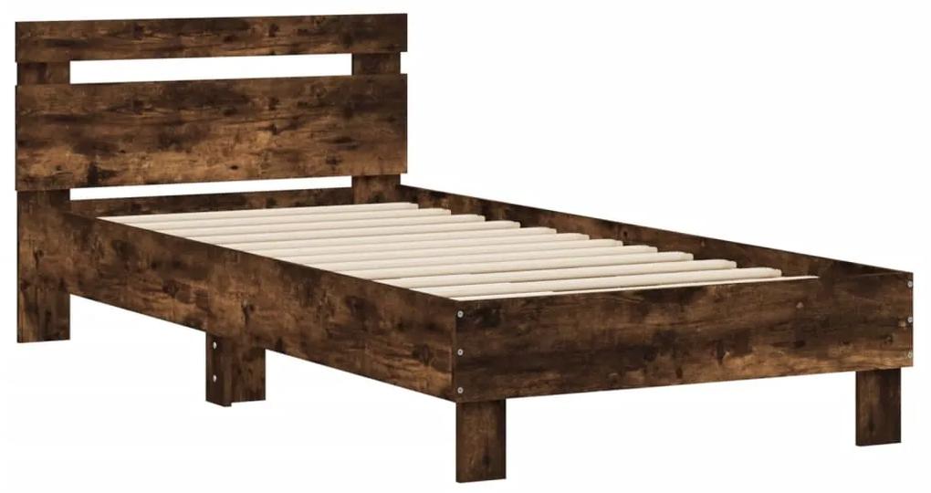 838537 vidaXL Cadru de pat cu tăblie stejar fumuriu 90x200 cm lemn prelucrat