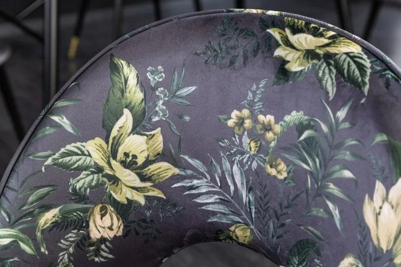 Set de 2 scaune moderne tapitate cu model floral Boutique gri