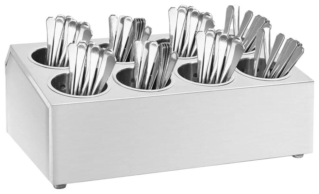 vidaXL Suport de tacâmuri 8 inserții oțel inoxidabil dreptunghiular