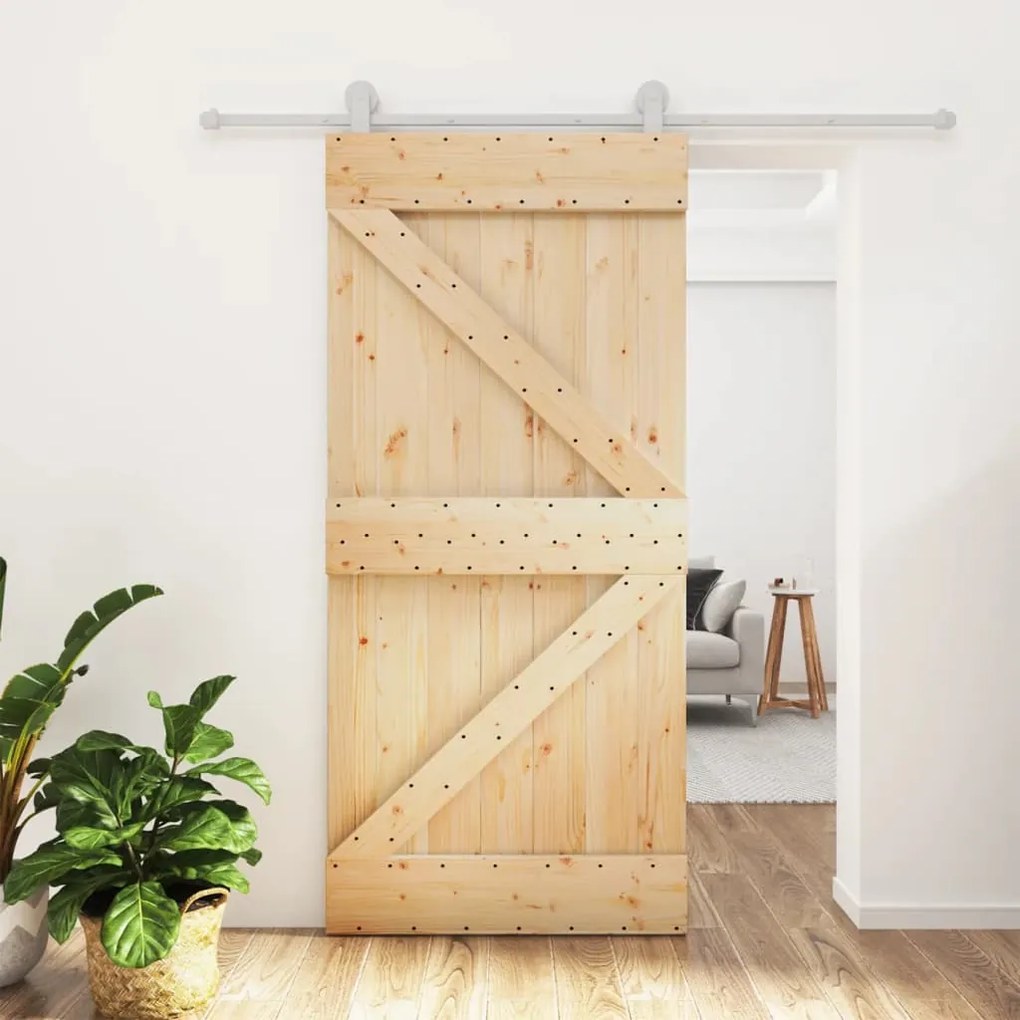 vidaXL Ușă glisantă cu set de feronerie 95x210 cm, lemn masiv de pin