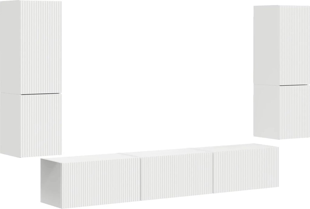 vidaXL Set comodă TV Pe perete 4 pcs Alb Lemn compozit