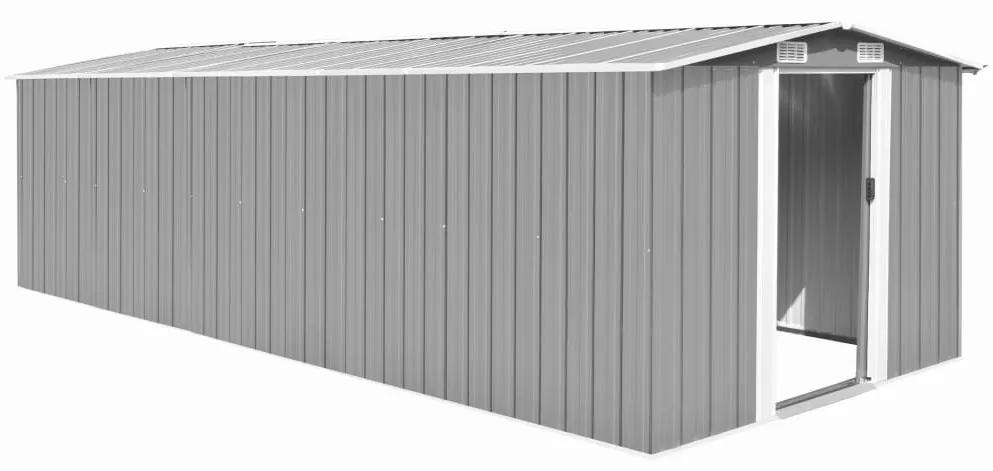 Magazie de gradina 257 x 580 x 181 cm, metal, gri Gri, 257 x 580 x 181 cm
