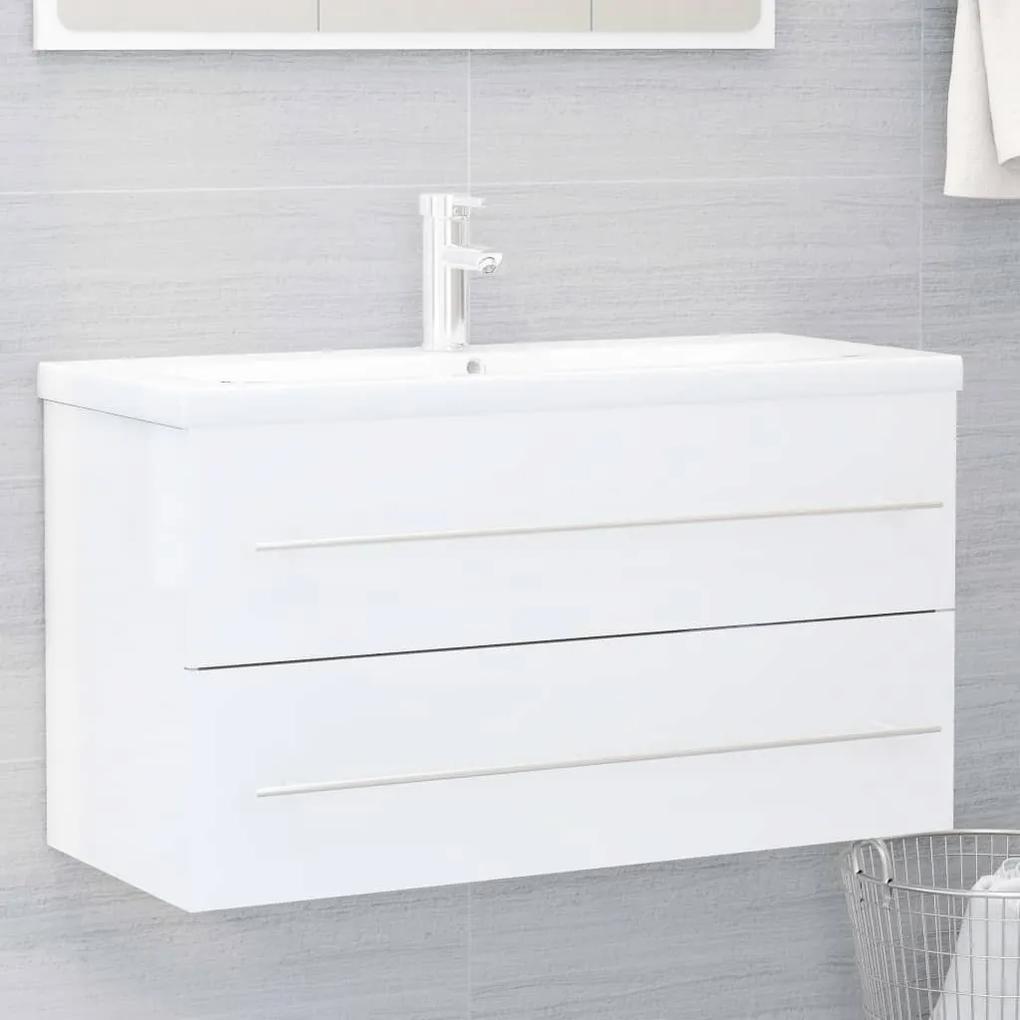 3099059 vidaXL 3099059  Sink Cabinet with Built-in Basin White Chipboard (804710+145063)
