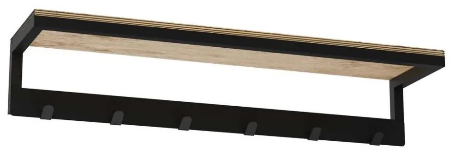 Suport de prosoape de perete cu raft 10x60 cm negru