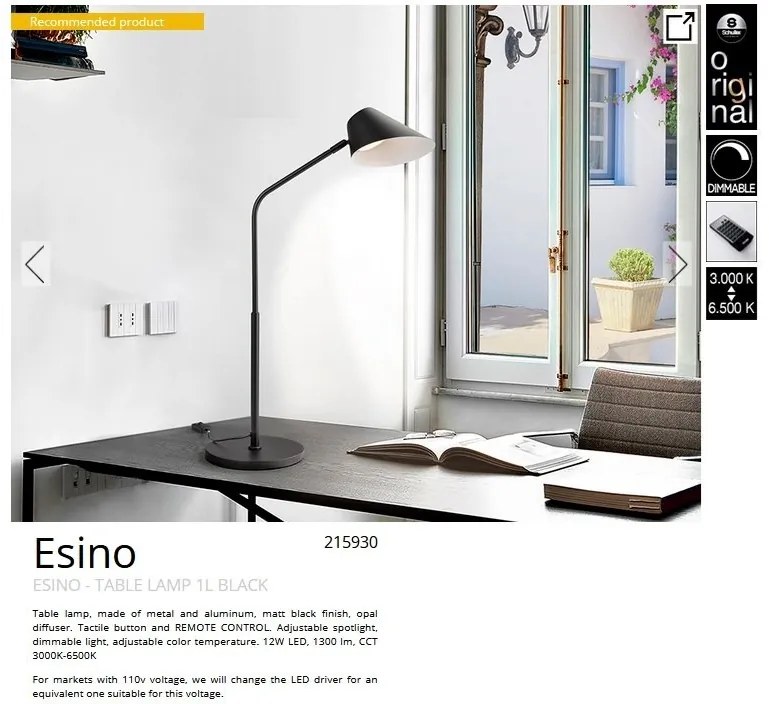 Veioza/Lampa de masa LED design modern Esino negru