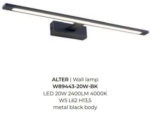 Aplica de perete LED pentru oglinda sau tablou ALTER negru 20W