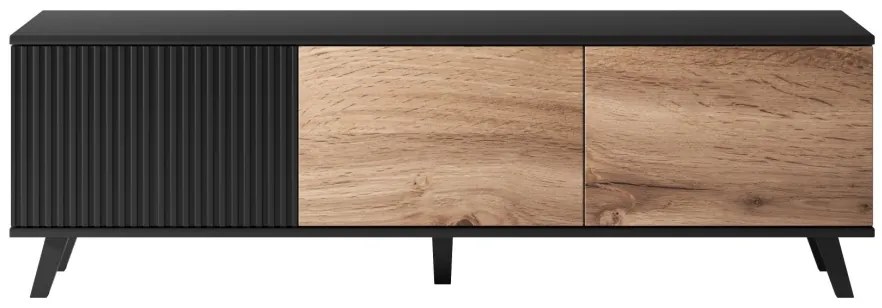 Comoda TV Random RTV1 stejar wotan/negru - L150 x A40 x h47 cm