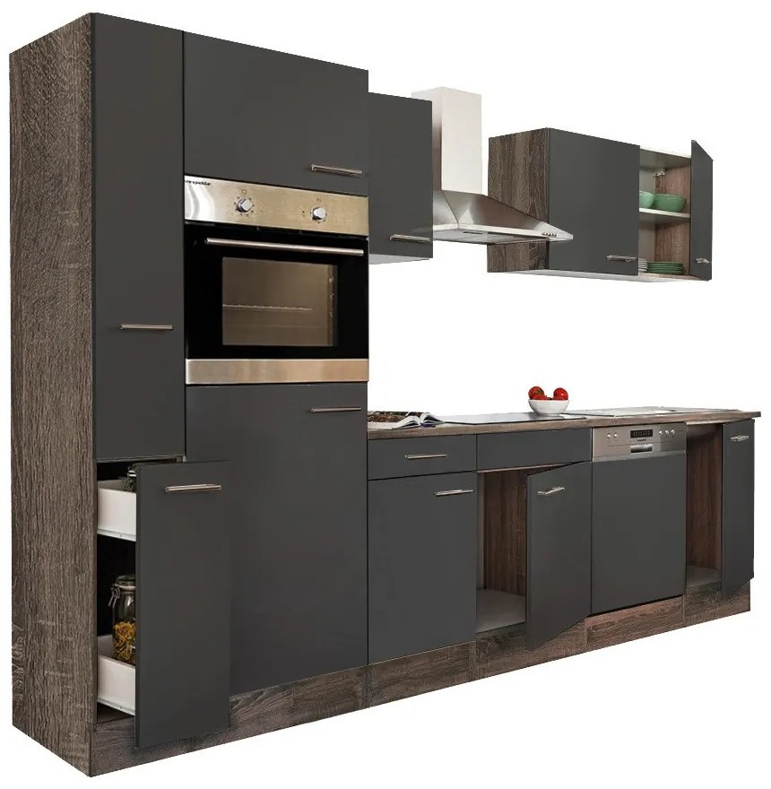 Mobilă de bucătărie Yorki 310, corp din stejar Yorki, cu față antracit satinat