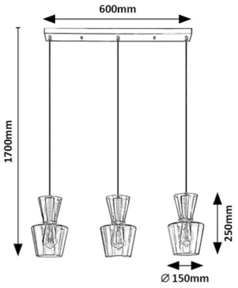 Lustră pe cablu ABRA 3xE27/60W/230V Rabalux 72163