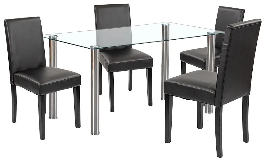 Set de masă Cadiz 4+1 alb-negru