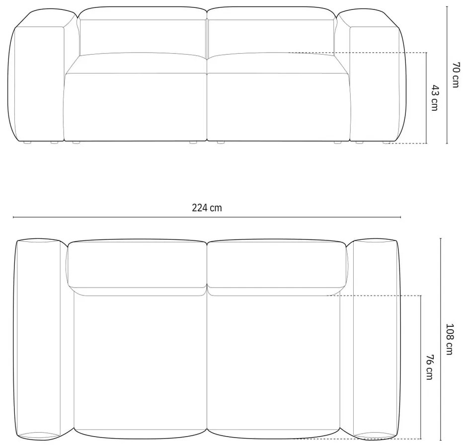 Canapea maro 224 cm Bergamo – Cosmopolitan Design