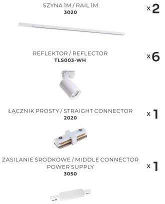 Spot în sistem de șină Zuma Line 3047 TORE 6xGU10/35W/230V alb