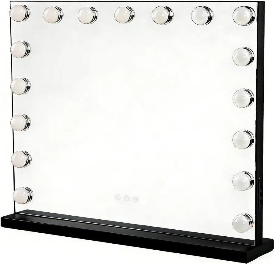 BRILAGI - Oglindă de machiaj HOLLYWOOD LED reglabilă, 15W, 230V, 60x50 cm, neagră