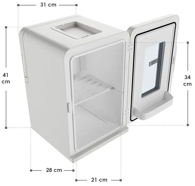Mini frigider 2in1 15 litri cu functie de racire si incalzire, alb