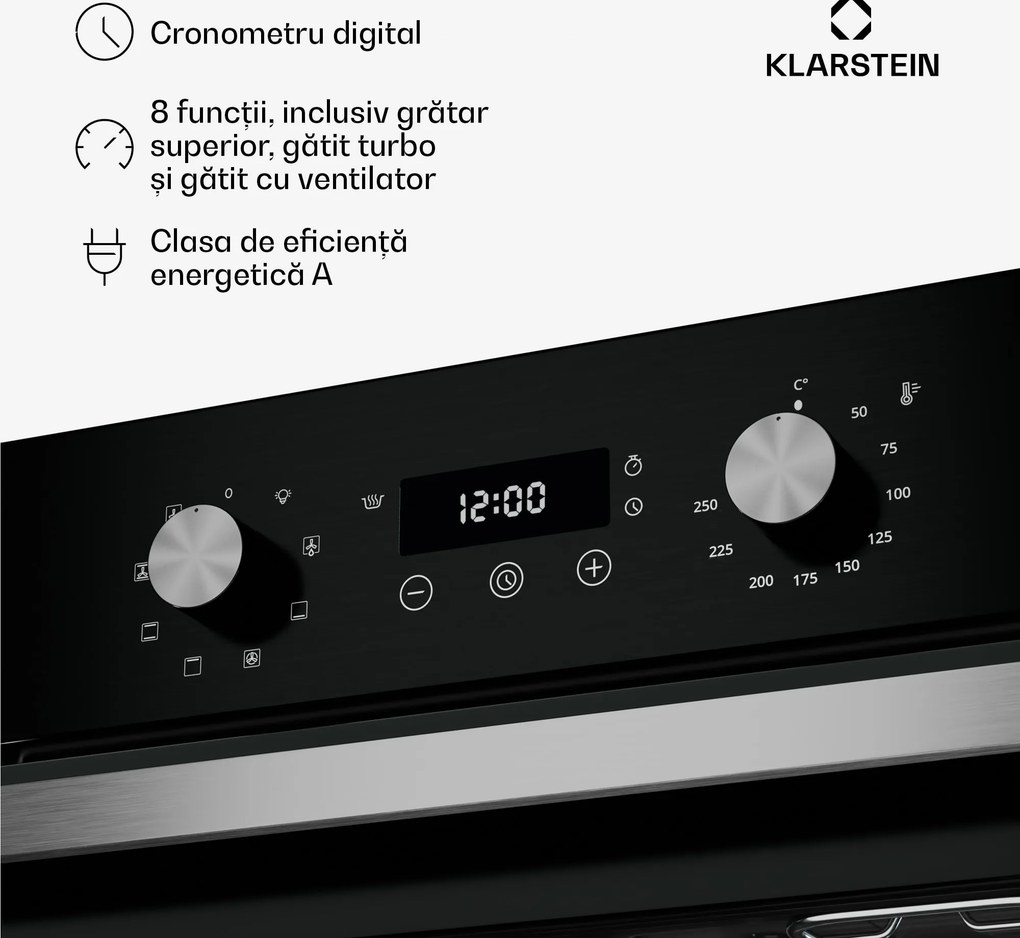Klarstein SpaceSmart cuptor încorporabil | Compact | 45 cm | 41 litri | 8 funcții