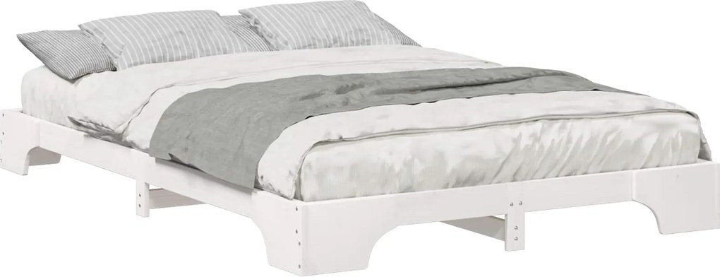 vidaXL Cadru de pat Alb 140 x 210 cm Lemn de pin masiv