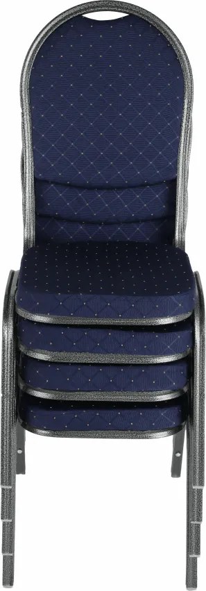 Scaun, stivuibil, textil albastru închis/gri cadru, JEFF 2 NEW