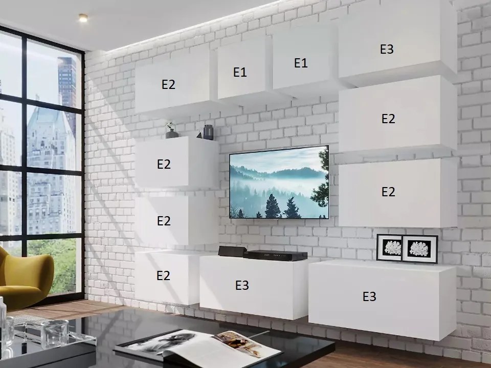 Mobilier living Berny 75 (Negru + Negru lucios). 1087213