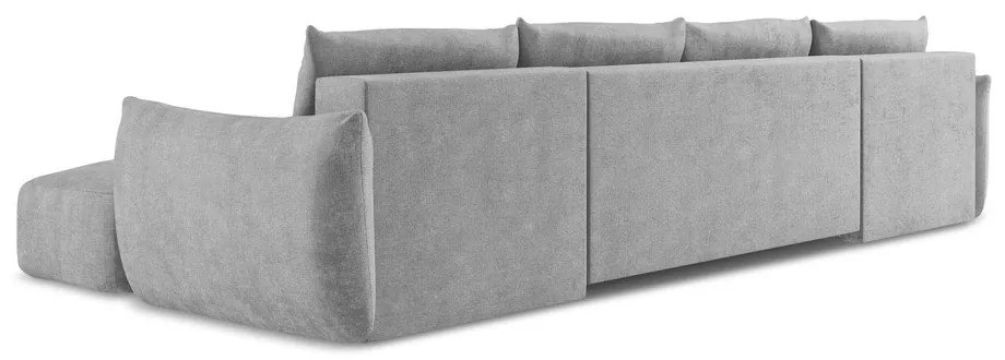 Colțar gri deschis extensibil cu tapițerie din chenille (în formă de "U") Leila – Makamii