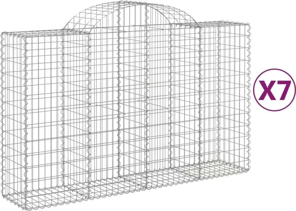 vidaXL Coșuri gabion arcuite 7 buc, 200x50x120/140 cm, fier galvanizat