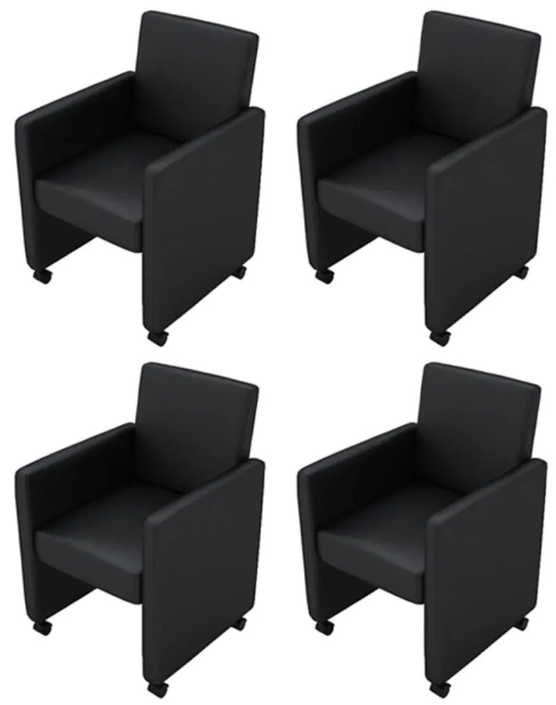 vidaXL Scaune de sufragerie, 4 buc., negru, piele ecologică