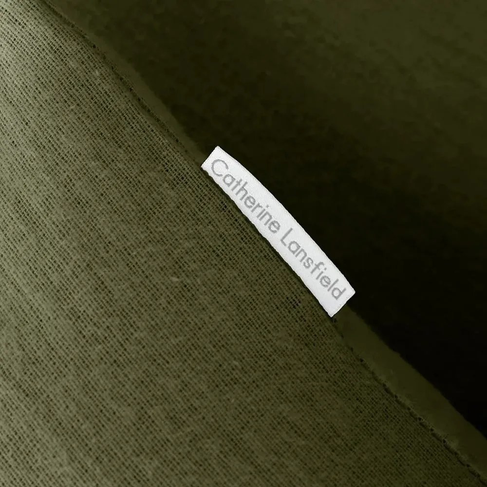 Lenjerie de pat kaki din flanelă pentru pat dublu, extinsă 230x220 cm Brushed – Catherine Lansfield