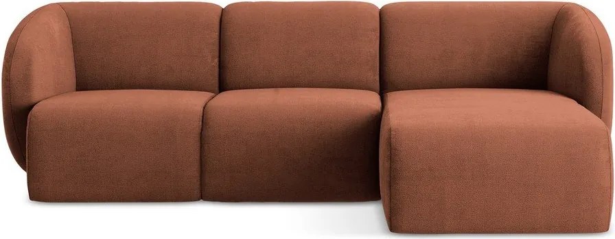 Colțar teracotă cu tapițerie din chenille (cu colț pe partea dreaptă/cu șezlong) Lani – Makamii